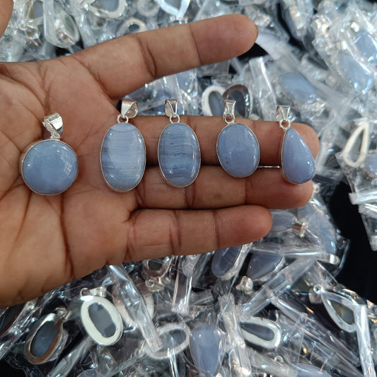 Blue lace agate pendant ,Natural Blue Lace Agate Necklace